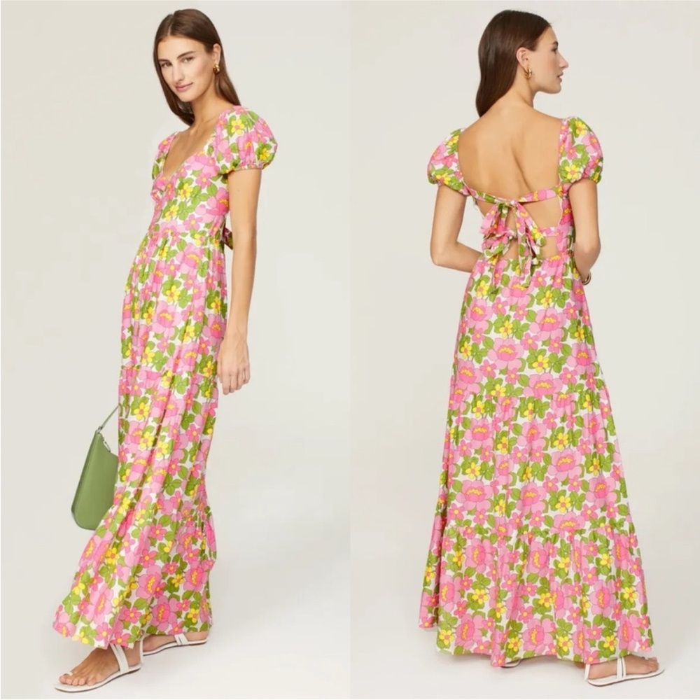 Show Me Your MuMu Pink & Green Floral Maxi Dress